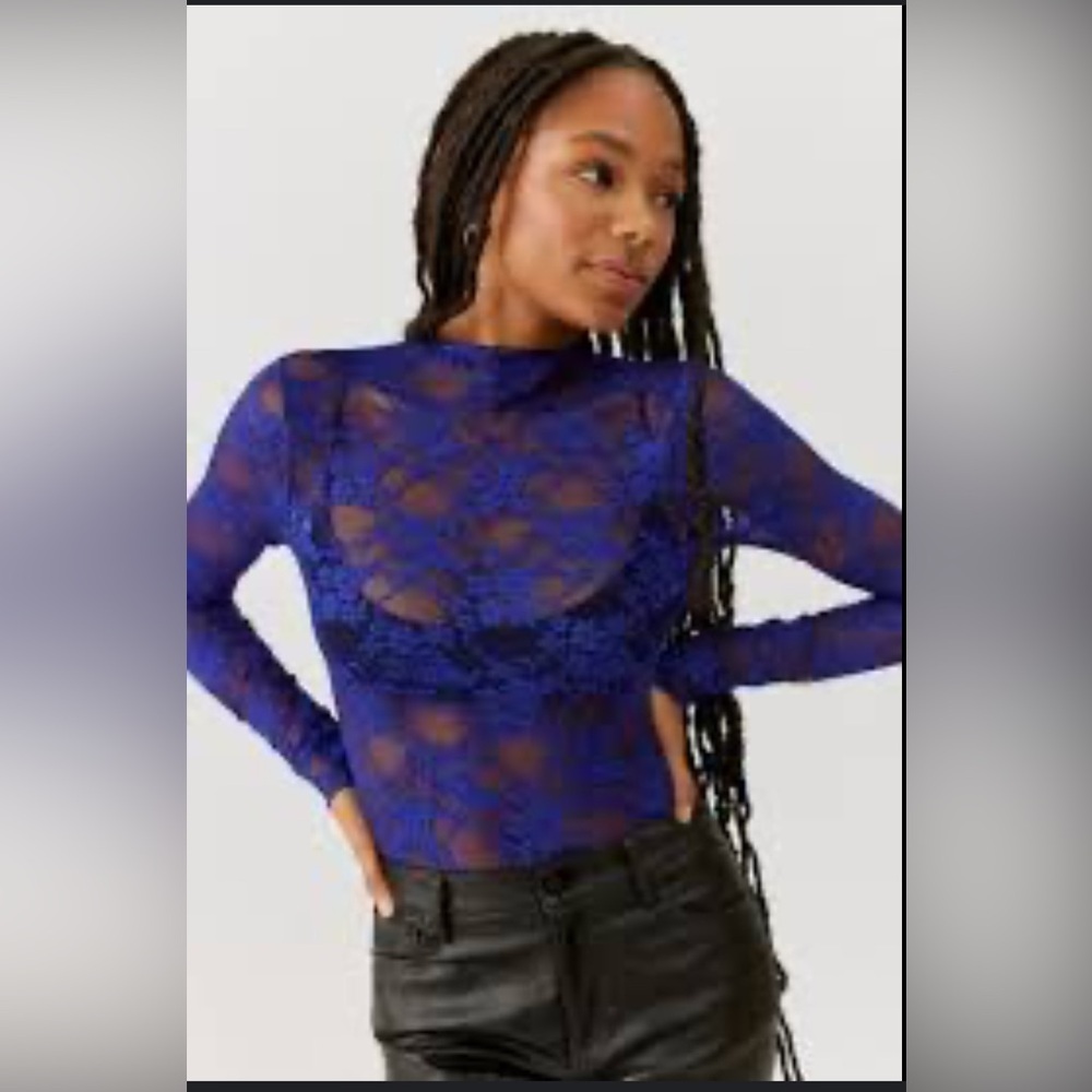 Urban Outfitters Elegant Blue Lace Women’s Bodysuit